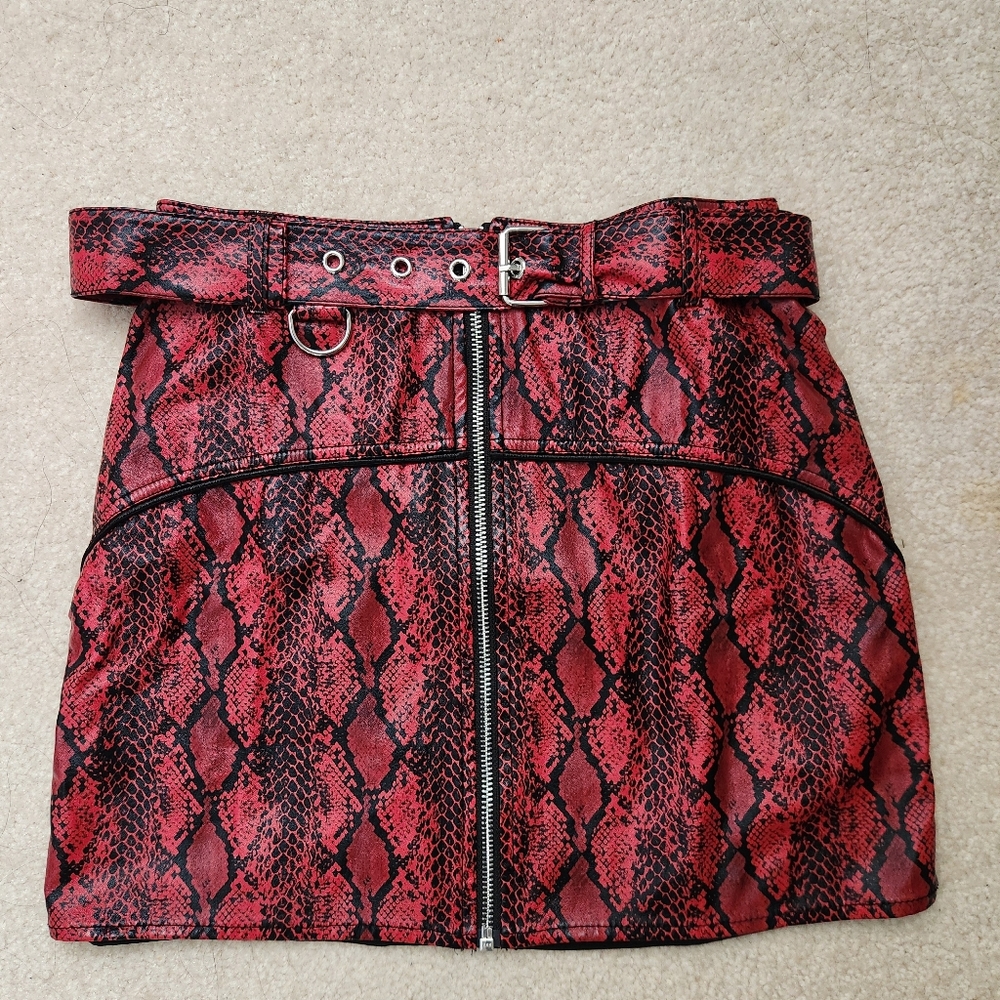 For Love And Lemons Red and Black Mini Pencil Skirt for Night Out